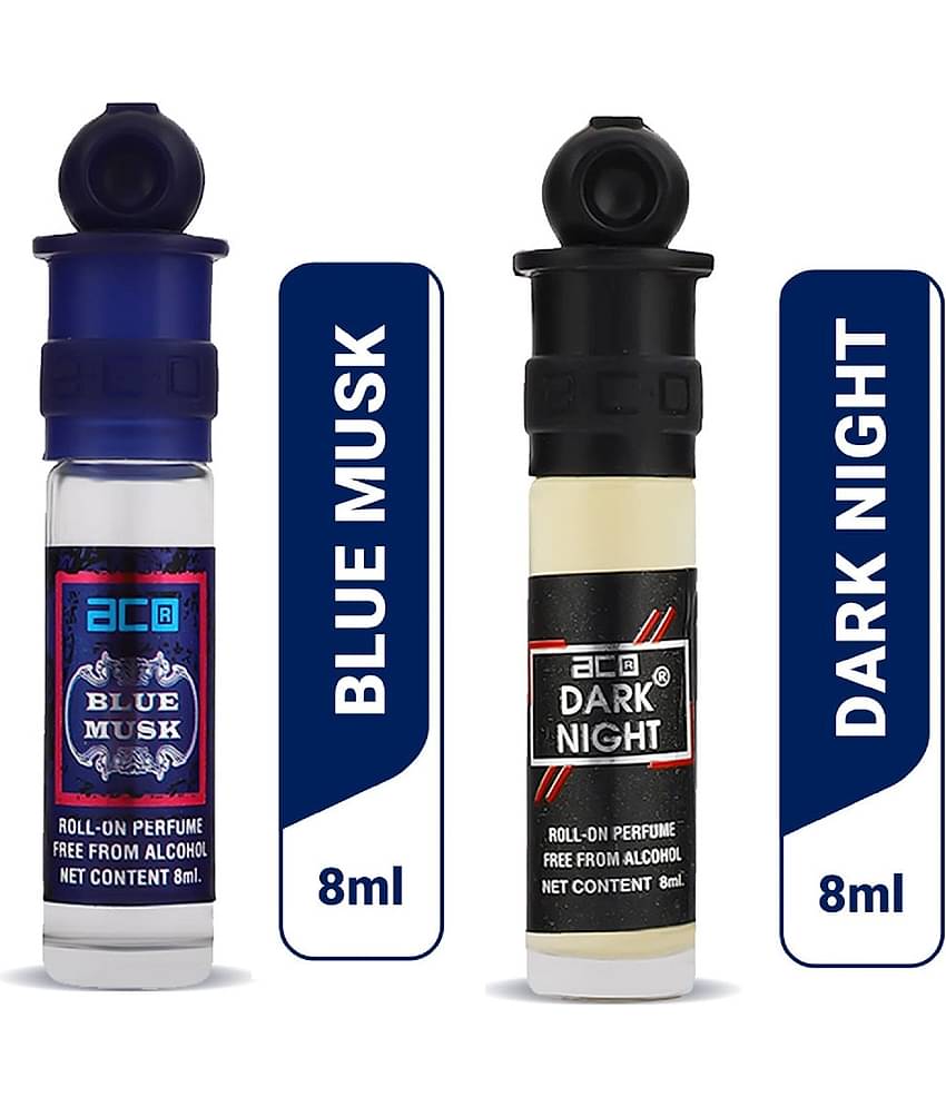 aco perfumes Blue musk & Dark night  in blue Concentrated  Attar Roll On 8ml COMBO SET