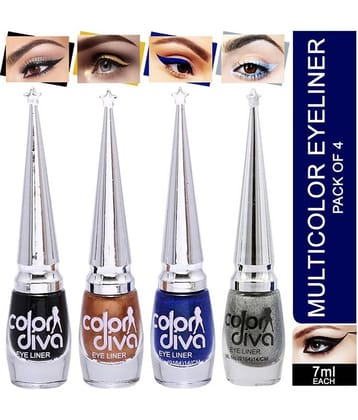 Color Diva Multi Natural Eye Liner Liquid ( Pack of 4 )