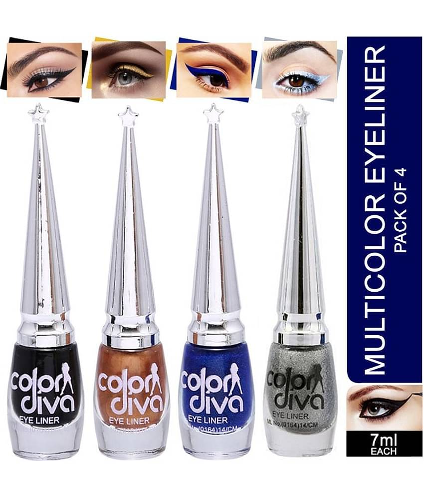 Color Diva Multi Natural Eye Liner Liquid ( Pack of 4 )