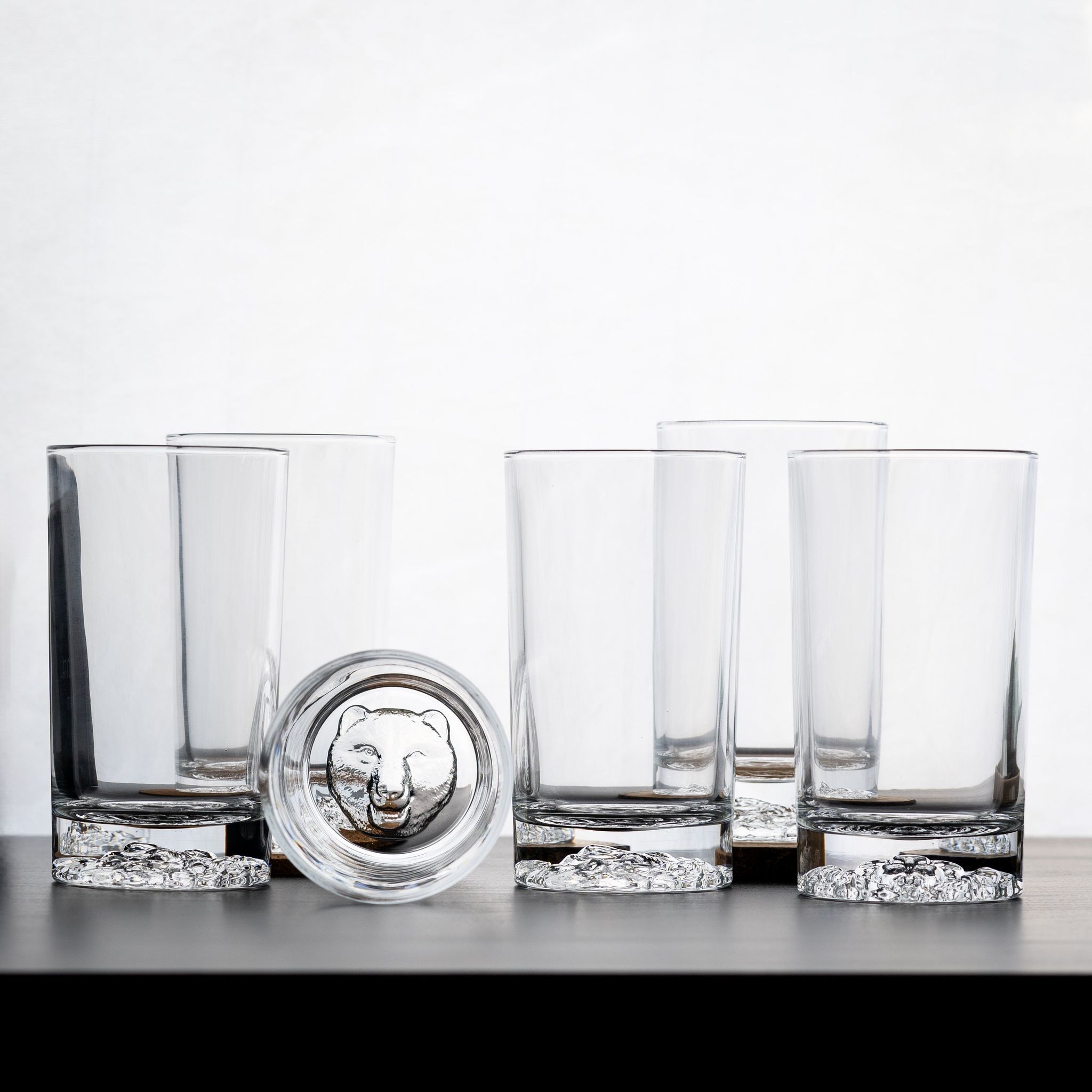 Tall Animal Shadow Glasses - Set of 6-Bear