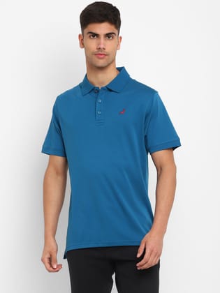 Supima Cotton Polo Collar T-Shirt for Men - Sea Blue-S / Sea Blue