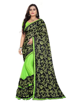 Generic Women's Lycra Blend Saree with Blouse (Pista, 5-6  Mtr)