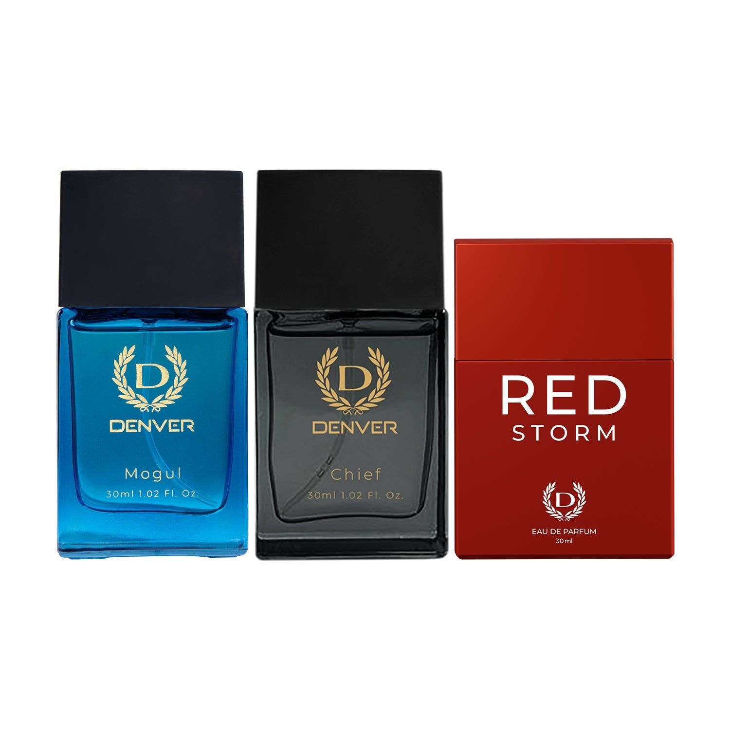 Denver Pack of 3 Perfumes (Mogul + Chief + Red Storm) - 30ml Each