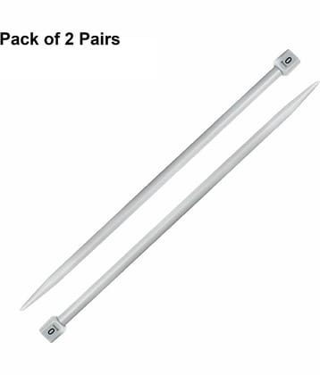 Jyoti Knitting Pin - Plastic (2 Pairs of Flat Knob of 12 Inches / 30cm of Size 0), Crafting Knitting Weaving Pins, Round Blunt Yarn Needles, Used for Sweaters, Scarves, and Woolen Fabrics - Pack of 2 Pairs