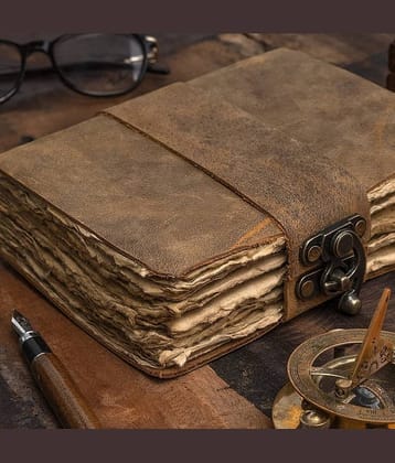 Finished Leather Journal With Antique Paper A5 Diary Unruled 200 Pages (Brown)