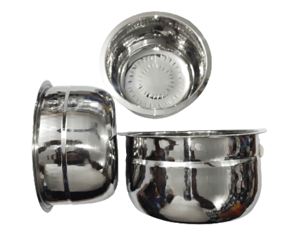 NAAYAGI - Stainless Steel Hammered Finish - TOPE SET , Ethnic POTTU VAANA Chatty , MULTIPURPOSE VESSEL, TOPE SET, VAANA SET