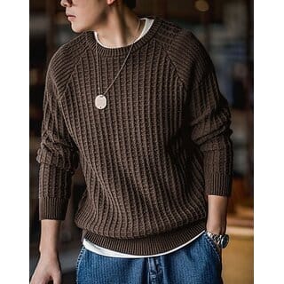 Fashlook Solid Full Sleeve Casual Brown Sweaters For Mens