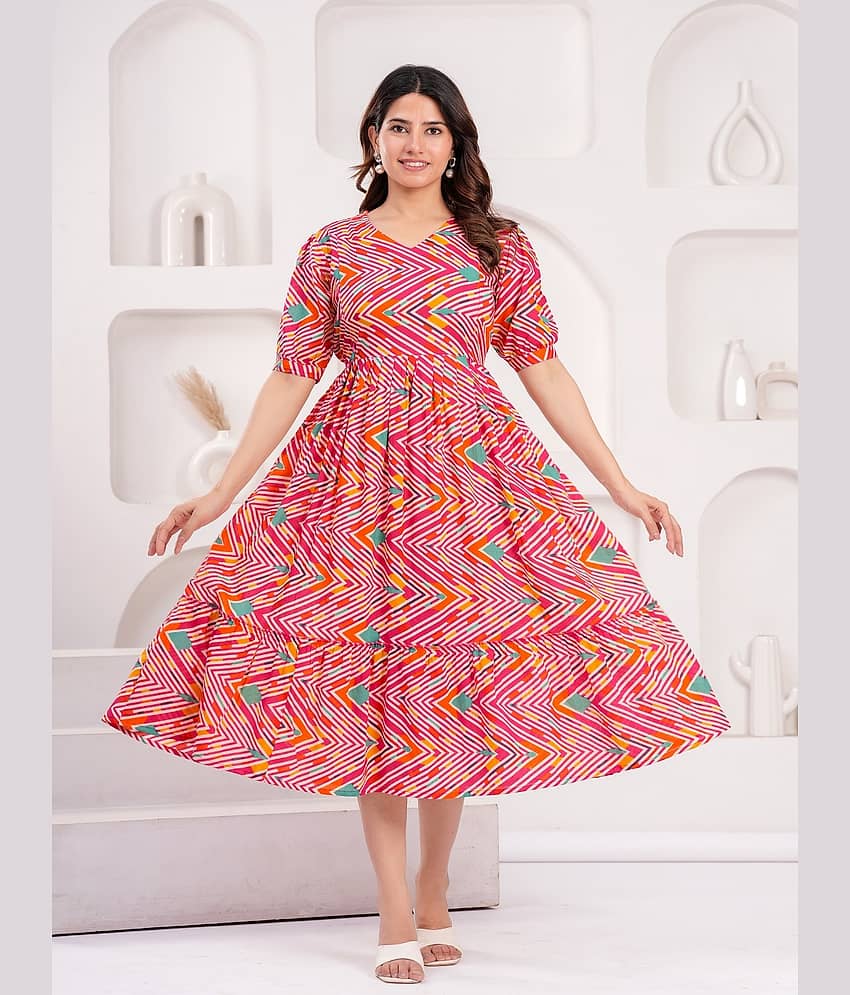 Nevisha Style Red Cotton Women's Maternity Dress ( Pack of 1 )