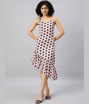 Kuwarii Women Polyester Printed Asymmetric Dress ( Beige )