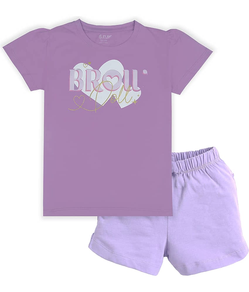 J&JP Pack of 1 Girls Cotton Blend Top With Shorts ( Multicolor )