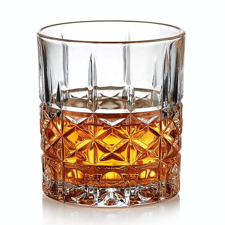 Whiskey Glass | 300 ML | Transparent Old Vintage Fashioned Cocktail Tumblers | Crystal Cut Barware Drinking Glasses for Whisky, Bourbon, Liquor, Wine, Cocktail Drinks |