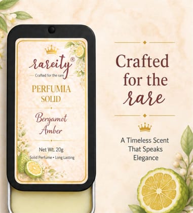 Rareity Solid Perfume – Bergamot Amber Fragrance | Citrus Woody Long Lasting Balm Perfume | Pocket Perfume | Alcohol-Free | 20g| Travel-Friendly