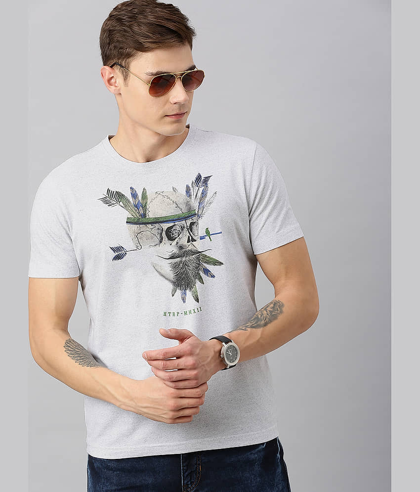 Huetrap Pack of 1 Cotton Blend Regular Fit Men's T-Shirt ( Grey )