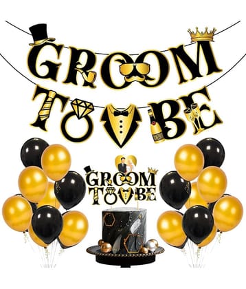 Zyozi Bachelor Party Decorations for Men, Groom To Be Decorations, Groom To Be Cake Topper and Banner,Bridal Shower Future Groom Future Mr Pre-Wedding Party Decorations Supplies Favors (Pack of 27)