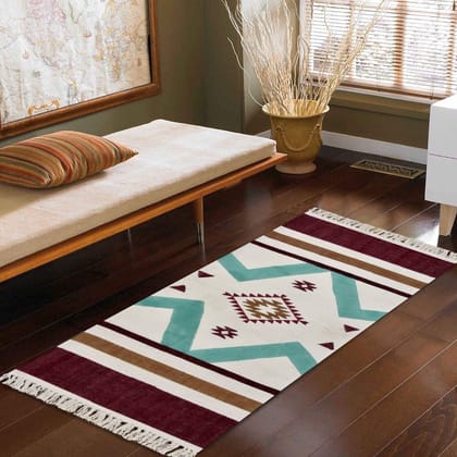 Teal Blockprint Rug-2ft x 6ft