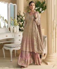 Designer Peplum Style Pink Georgette Suit Set for Women – Ethnic Wear