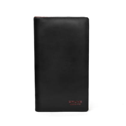 Black Bi-Fold Multi pockets Document Holder with zip Closure By Brune & Bareskin-FS