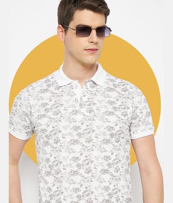 RELANE Pack of 1 Cotton Blend Regular Fit Printed Half Sleeves Men's Polo T Shirt ( White )