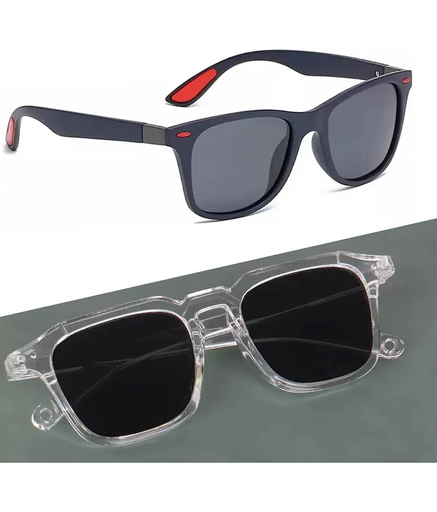 Elligator Multicolor Rectangular Sunglasses ( Pack of 2 )