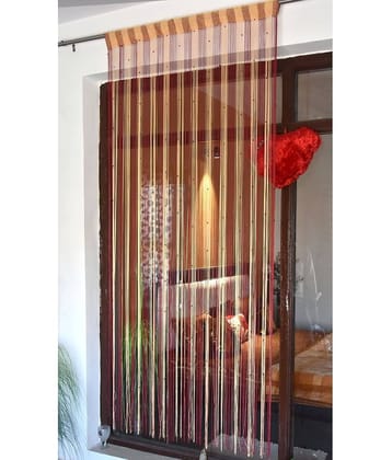 Homefab India Beaded Semi-Transparent Eyelet Long Door Curtain 9ft (Pack of 2) - Maroon