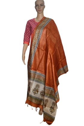 Pure organic Tussar Silk Printed Dupatta