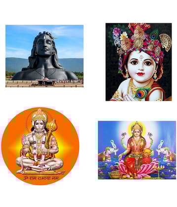 Asmi Collection Set of 4 God Hanuman Shiva Krishna for Temple Wall Sticker ( 60 x 60 cms )