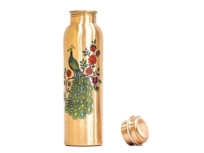 Imago  Peacock Printed Copper Bottle 1 ltr
