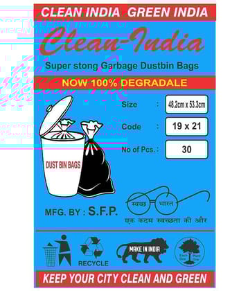 C-I - 3 Packs Medium Disposable Garbage Bags for Wet Waste, Blue Color (90 pcs)