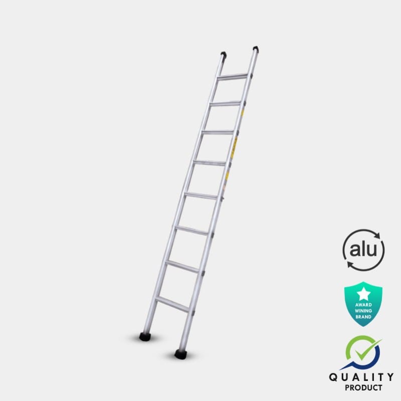 Wall Supporting Straight Aluminium Ladder, Flat Steps, (Model: K-7002, Height: 15-ft in Medium)