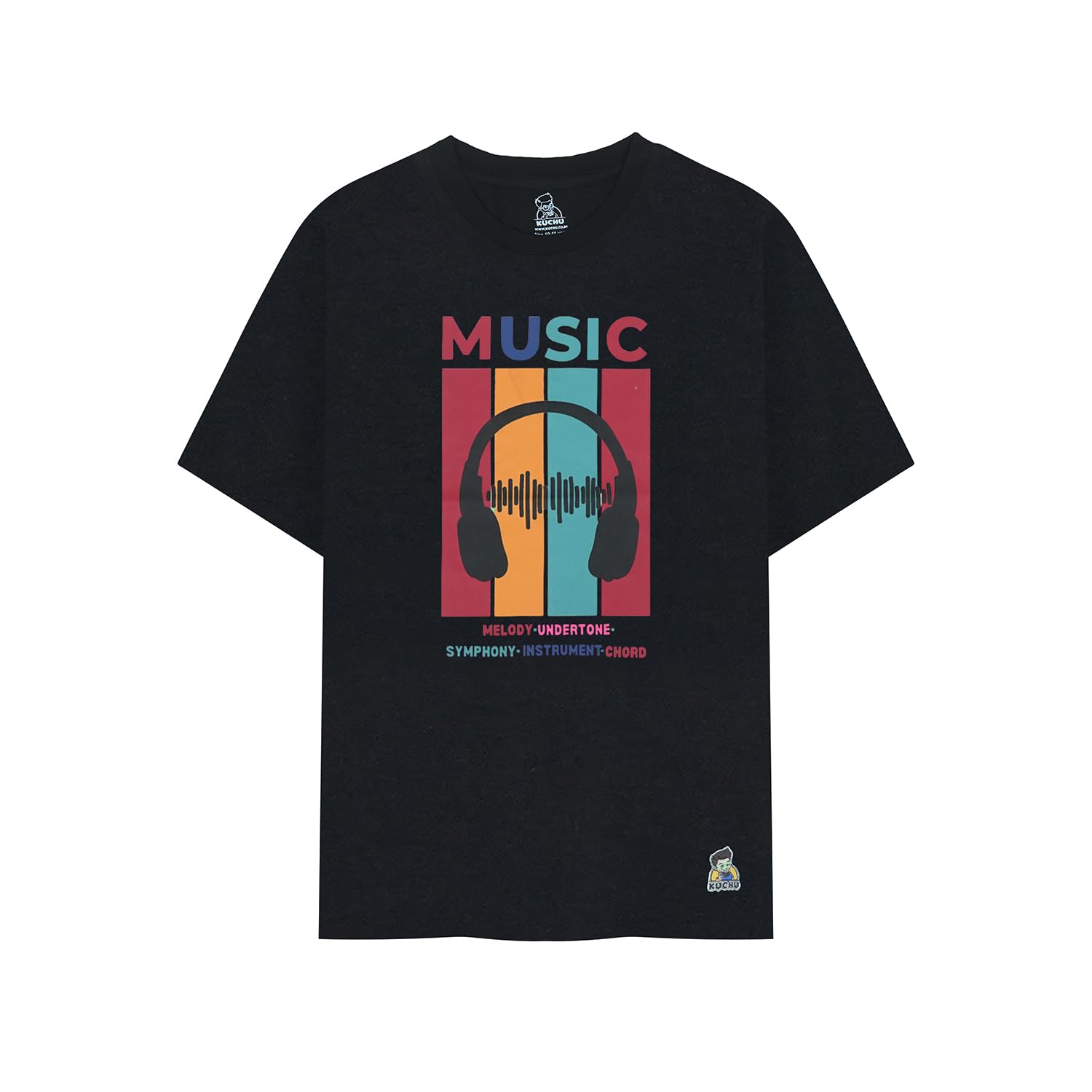 KUCHU Kids’ Unisex T-Shirt “Music” Graphic Digital Print | Premium Cotton-Modal Blend | Soft, Breathable & Durable Casual Wear for Boys & Girls