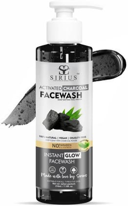 RKG SIRIUS ACTIVATED CHARCOAL FACE WASH | BRIGHT SKIN | POLLUTION CONTROL & SKIN DETOX | BAMBOO CHARCOAL FACE WASH | OIL CONTROL FACE WASH  (210 ML)