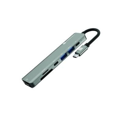 Portronics Mport 52 USB C Hub 7-in-1 with 4K HDMI, PD Charging & 10 Gbps Data Transfer (grey)