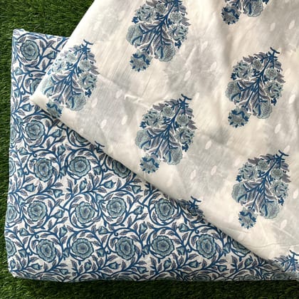 Pure cotton top and bottom set (2.5 mtr top, 2.5 mtr bottom)-Multicolor / 2.5 mtr each / Pure cotton
