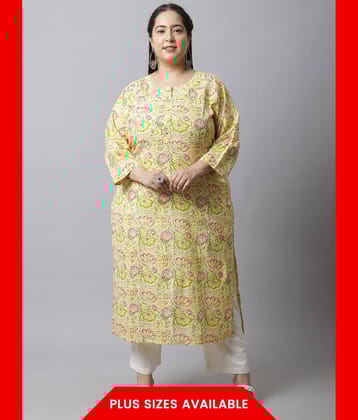 Rajnandini - Yellow 100% Cotton Women's Straight Kurti ( Pack of 1 )