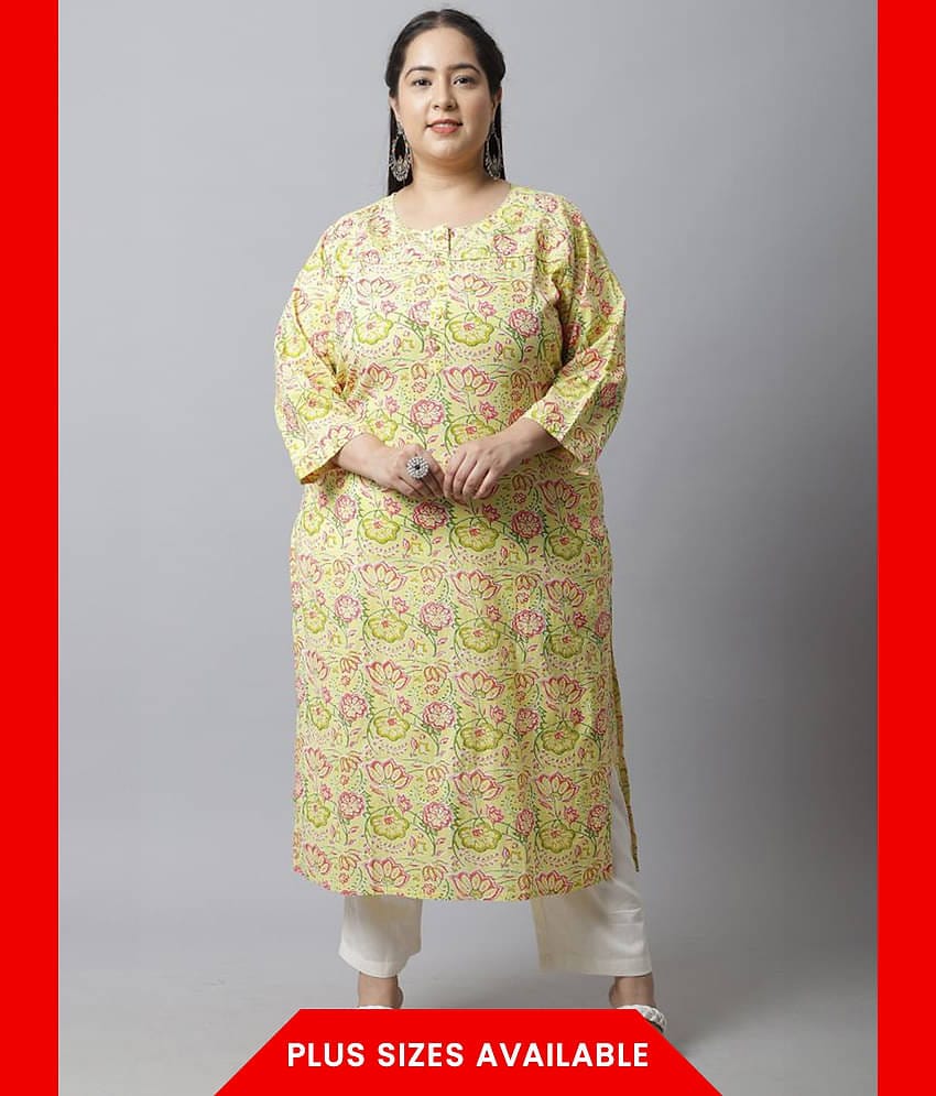 Rajnandini - Yellow 100% Cotton Women's Straight Kurti ( Pack of 1 )