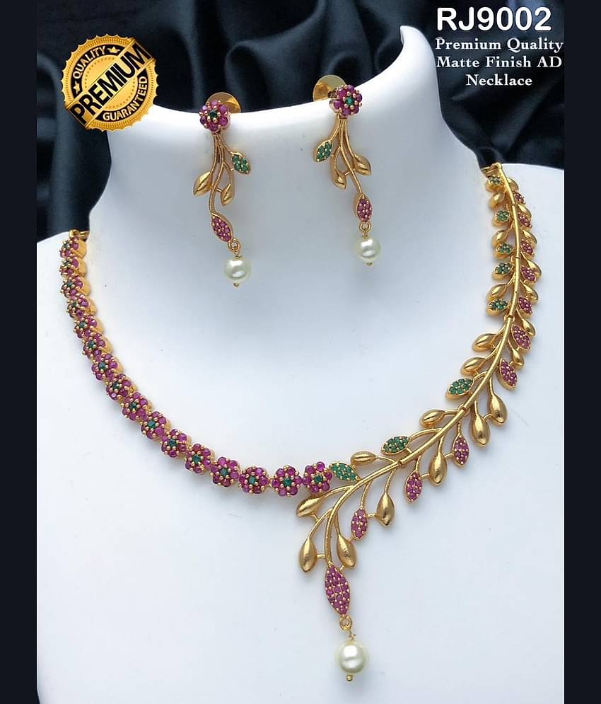 ROFARWORD Gold Brass Necklace Set ( Pack of 1 )