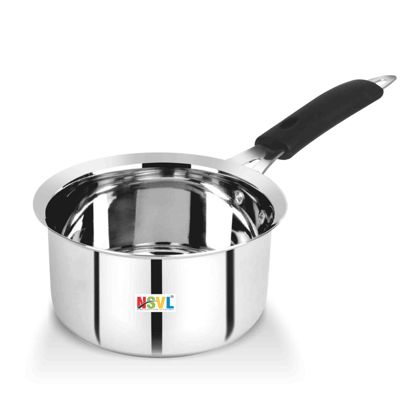 NSVL Stainless Steel Sauce Pan, Milk Pan, Tea Pan Heavy Guage 1 Litre (Induction and Gas Stove Friendly), Silver
