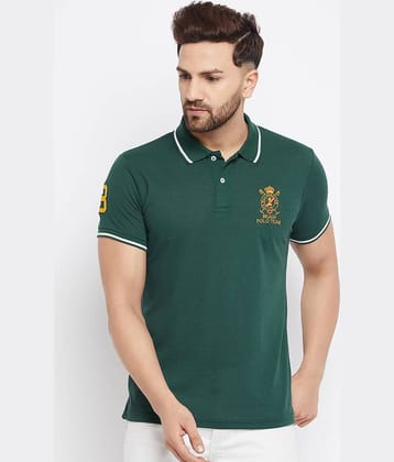 The Million Club Pack of 1 Cotton Blend Regular Fit Embroidered Half Sleeves Men's Polo T Shirt ( Green )