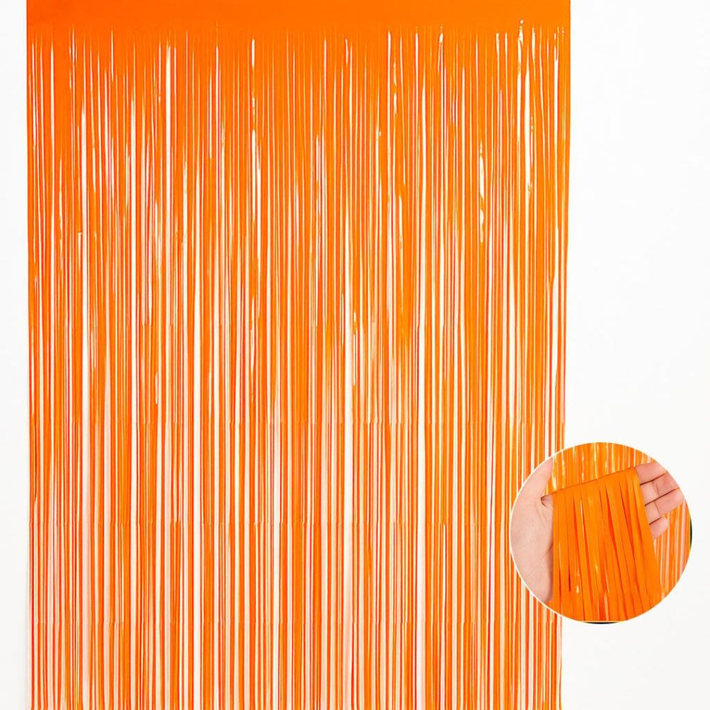 Neon Orange Foil Curtain for Wall Decor - 7FT X 3FT - 1PC - Party and Festive Needs | Buy online on ZillyBuy