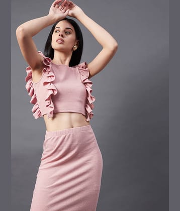 Rigo Women Cotton Self Design A-line Dress ( Peach )