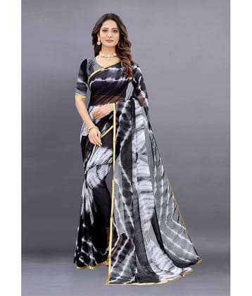 JULEE Chiffon Dyed Saree With Unstitched Blouse Piece ( Blue )