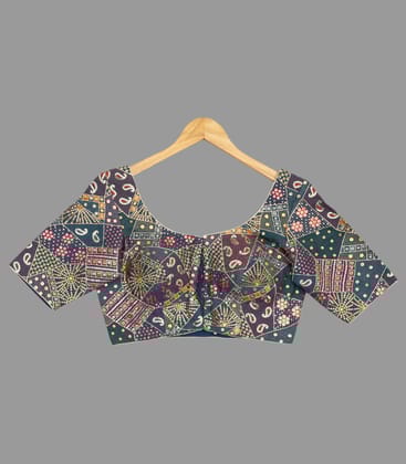 Geometric Ethnic Multi Color  Printed Blouse -RB5116-36 / Multi Colour