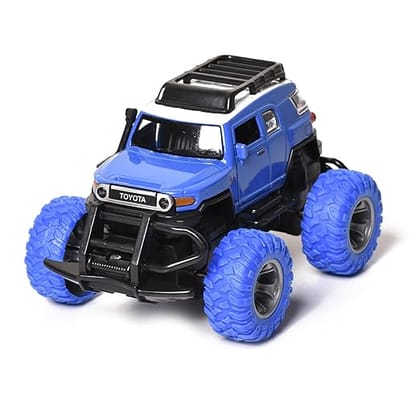 Braintastic Pullback Friction Toyota Off Road Jeep Alloy Metal Diecast Car, 1:32 Scale with openable Doors, Sound & Light Toy car for Kids (Blue Color)