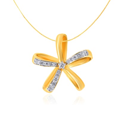 Senco Gold Dazzling Daisy Amaze Diamond Pendant (1.6 gram / 0.13 Ct / GH-VS / 14K Yellow Gold)