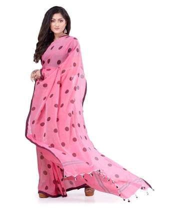 Desh Bidesh Pink Bengal Handloom Saree - Single