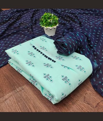 Rangtulika Ethnics Unstitched Cotton Printed Dress Material - Blue ( Pack of 1 )