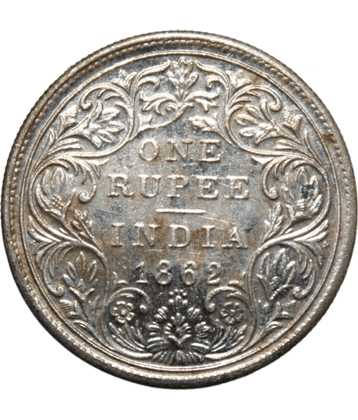Victoria Queen - 1 Rupee 1862 British India old Rare Silverplated Coin