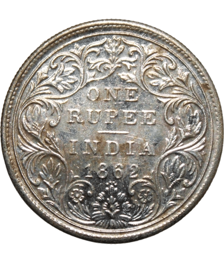 Victoria Queen - 1 Rupee 1862 British India old Rare Silverplated Coin