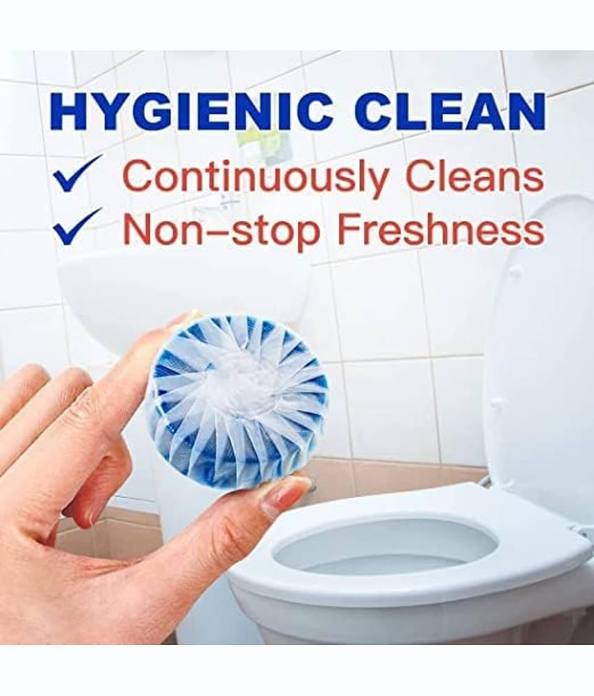 Radhe Creation (Pack 1 - 10pc) Automatic Toilet Bowl Cleaner Tablets Bathroom Toilet Tank Cleaner Blue Clean Bubbles,Strong Detergent Ability,Long lasting 300 brushes,Mild Fresh Pine Scent(10 Pack)05:45&nbsp;PM