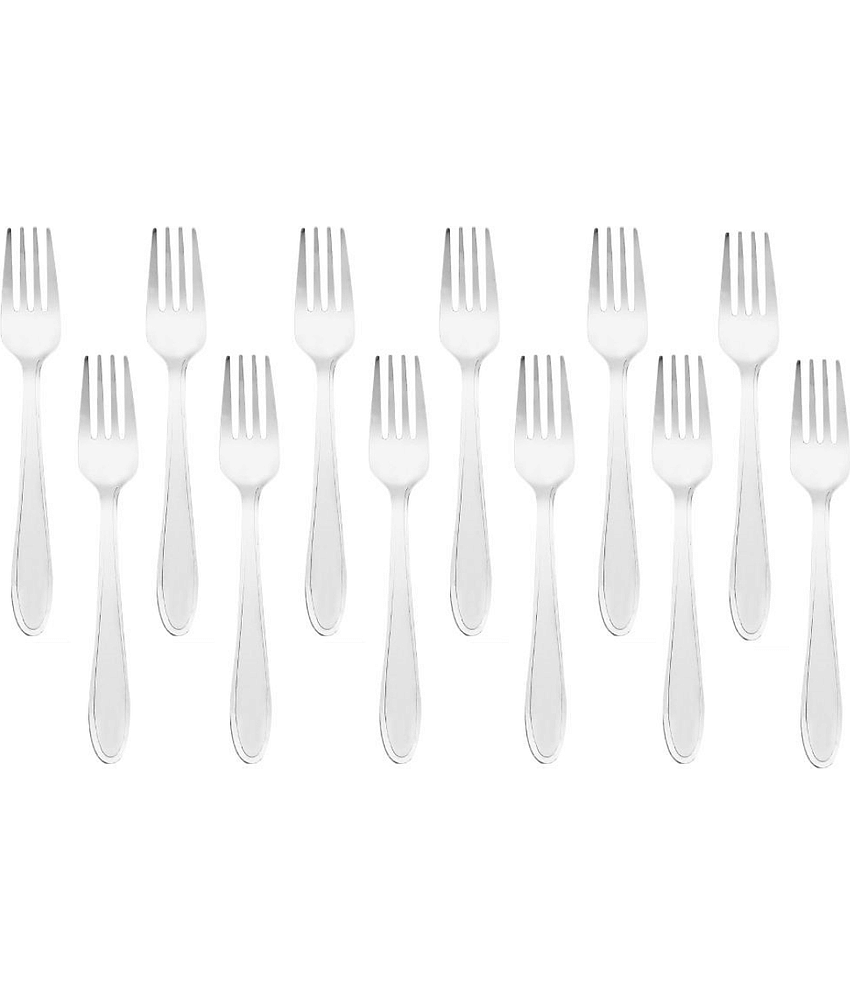 Cutlux Fork Silver Dessert Fork Silver ( Pack of 12 )
